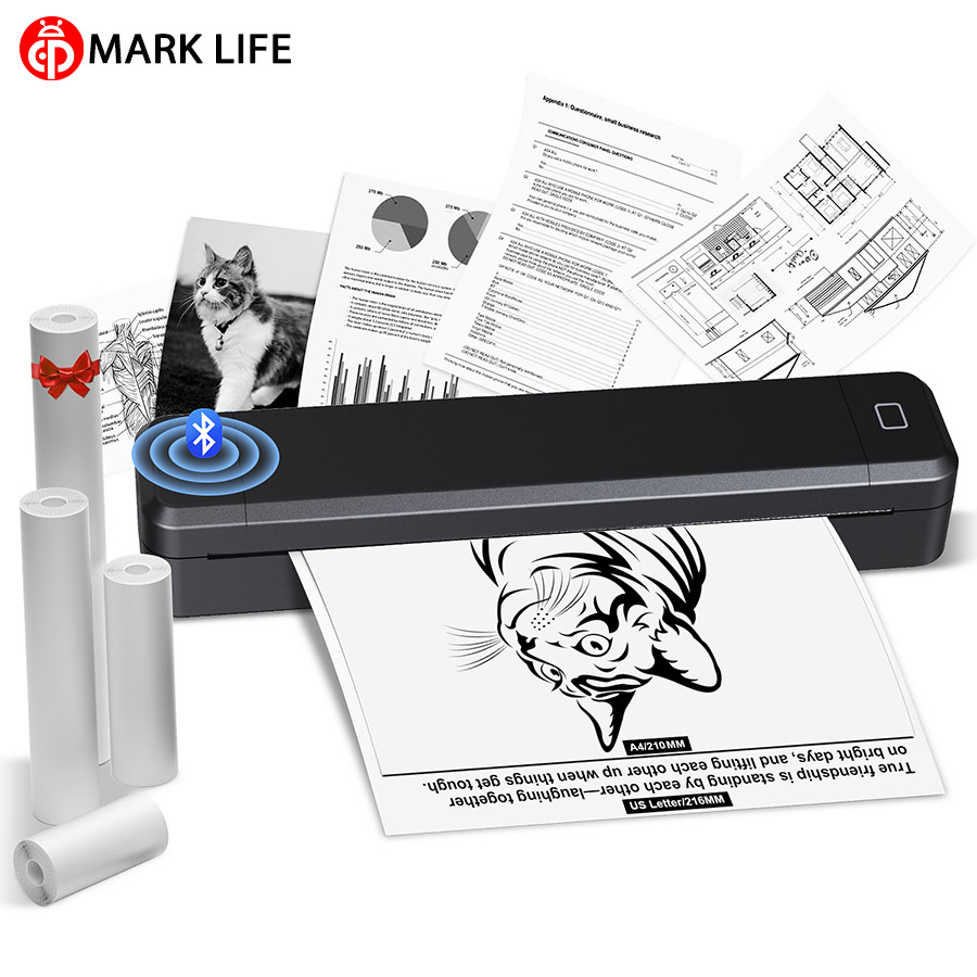 Commercial Document Printing - Термопринтер Marklife A4, портативный Bluetooth-принтер для